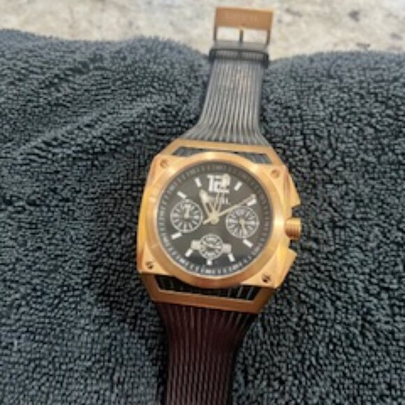 Men's BREIL Watch Rose Gold with Black Rubber Band - Picture 2 of 2